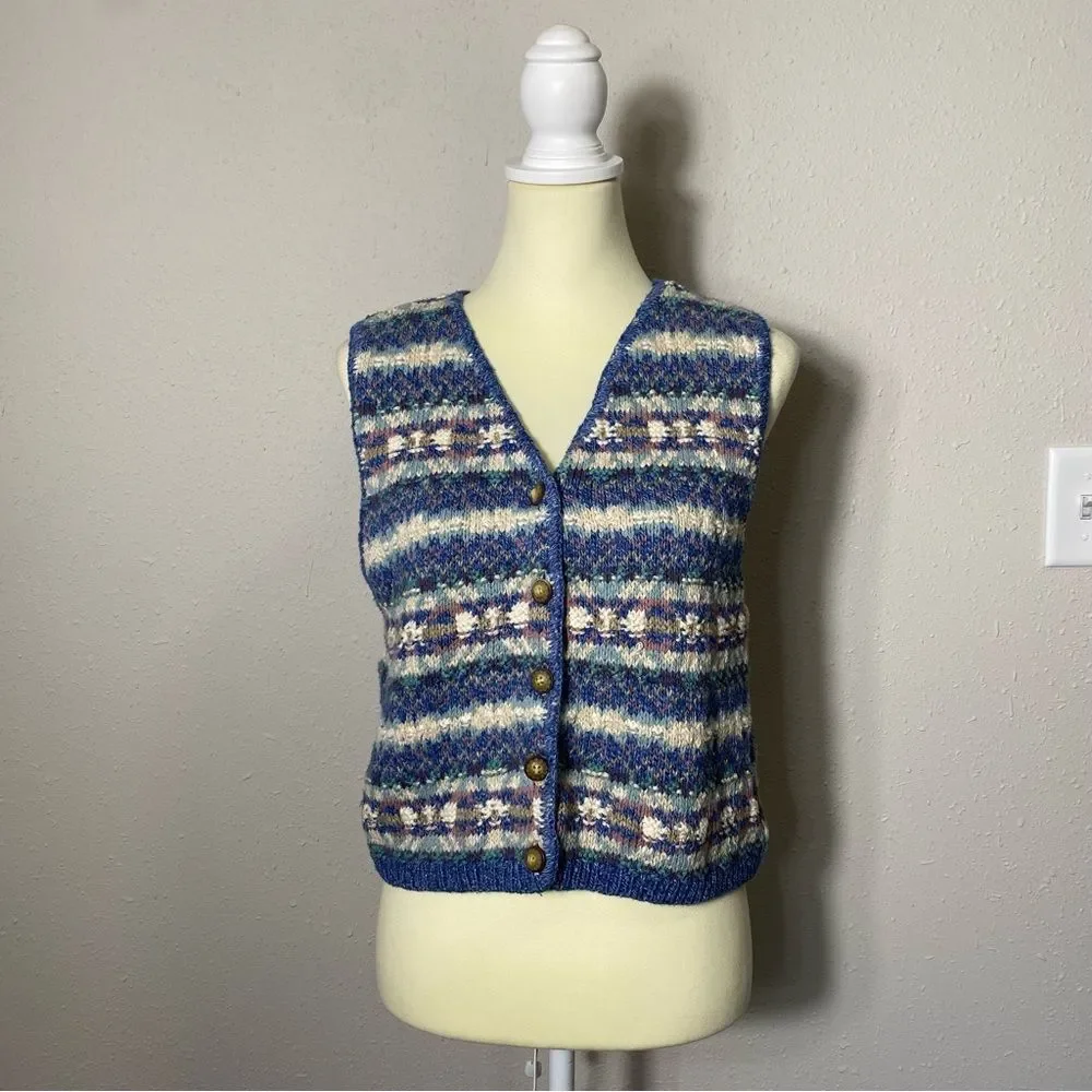 Vintage 90's L.L Bean Jacquard Fair Isle Knit Sweater Vest Women's Size Medium